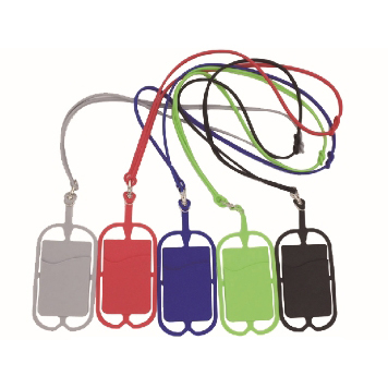 矽膠手機掛繩附卡套可置放悠遊卡/信用卡(通用型)