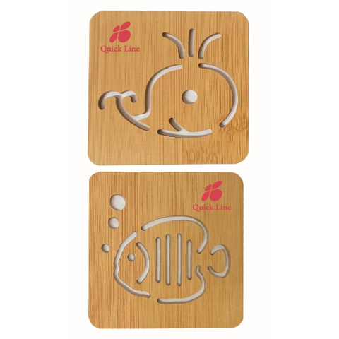 年年有魚木質杯墊