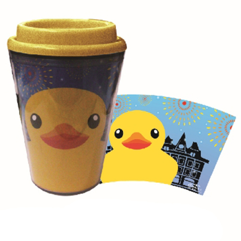 小鴨350CC 旋轉蓋冰熱兩用廣告杯