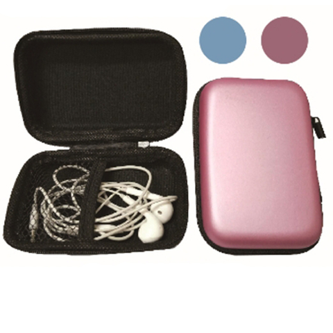 3c電源線耳機收納包(藍/粉) 耳機