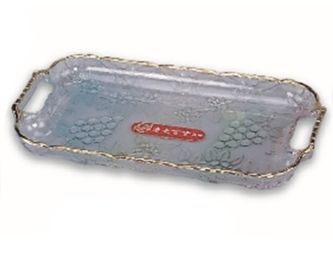 水果盤.雕花金邊七彩水果盤